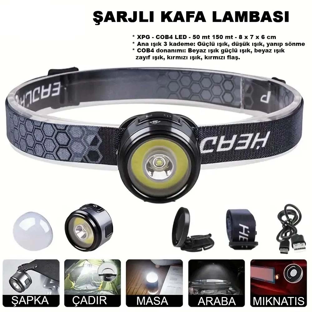 7 Mod Şarjlı Kafa Ve Kamp Lambası Wt-618