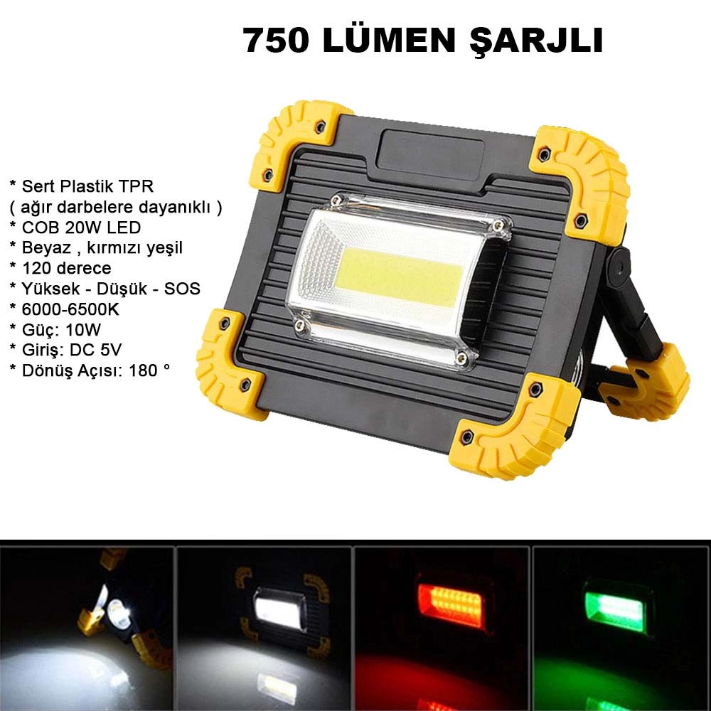 750 Lümen Powerbank Şarjlı Işıldak  Wt-330