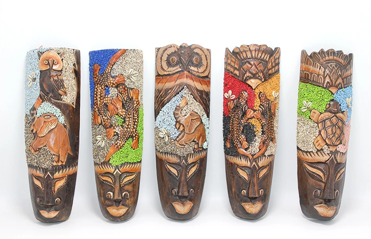 Ahşap Duvara Asmalı Kumlu Mask 30 Cm 3galıleo-8