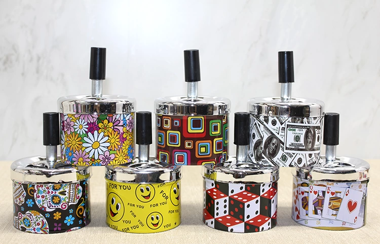 Metal Renkli Basmalı Küllük Yuvarlak Alk4528