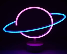 Neon Işıklı Satürn Lamba Pil+usb Mz-503