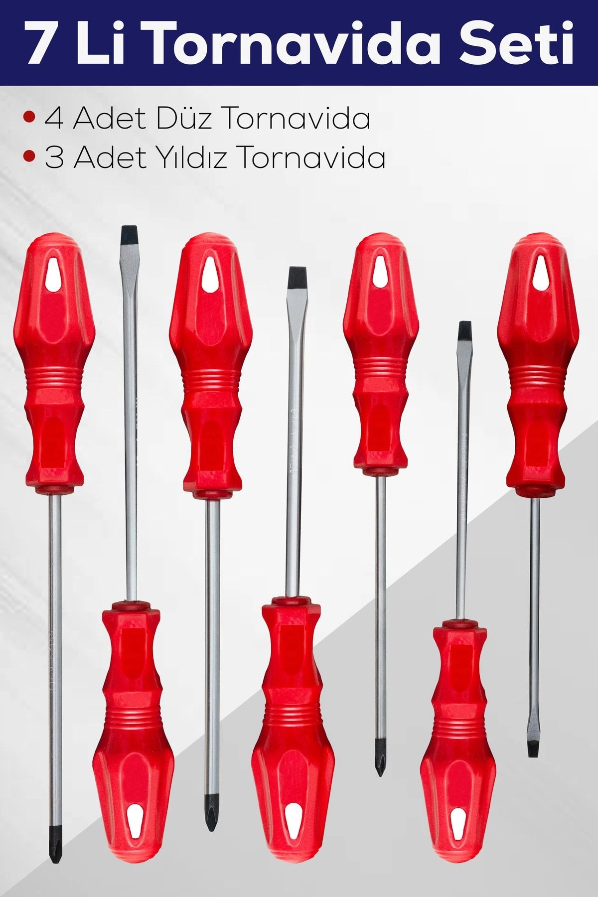 7'li Tornavida Seti (4  Düz Tornavida 3  Yıldız Tornavida)
