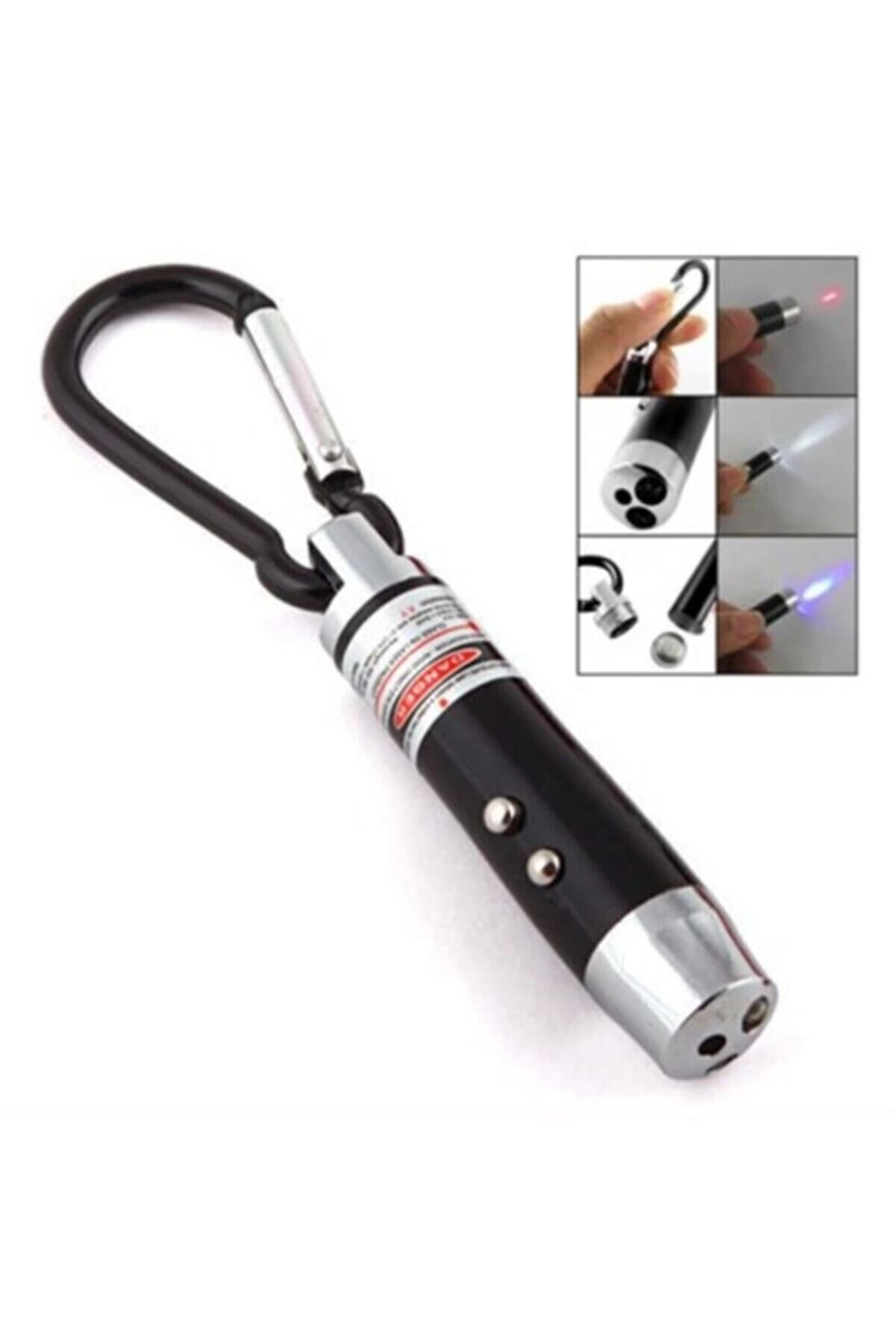 El Feneri Anahtarlık Işıklı Anahtarlık 3 Fonksyonlu Lazer Led Fener
