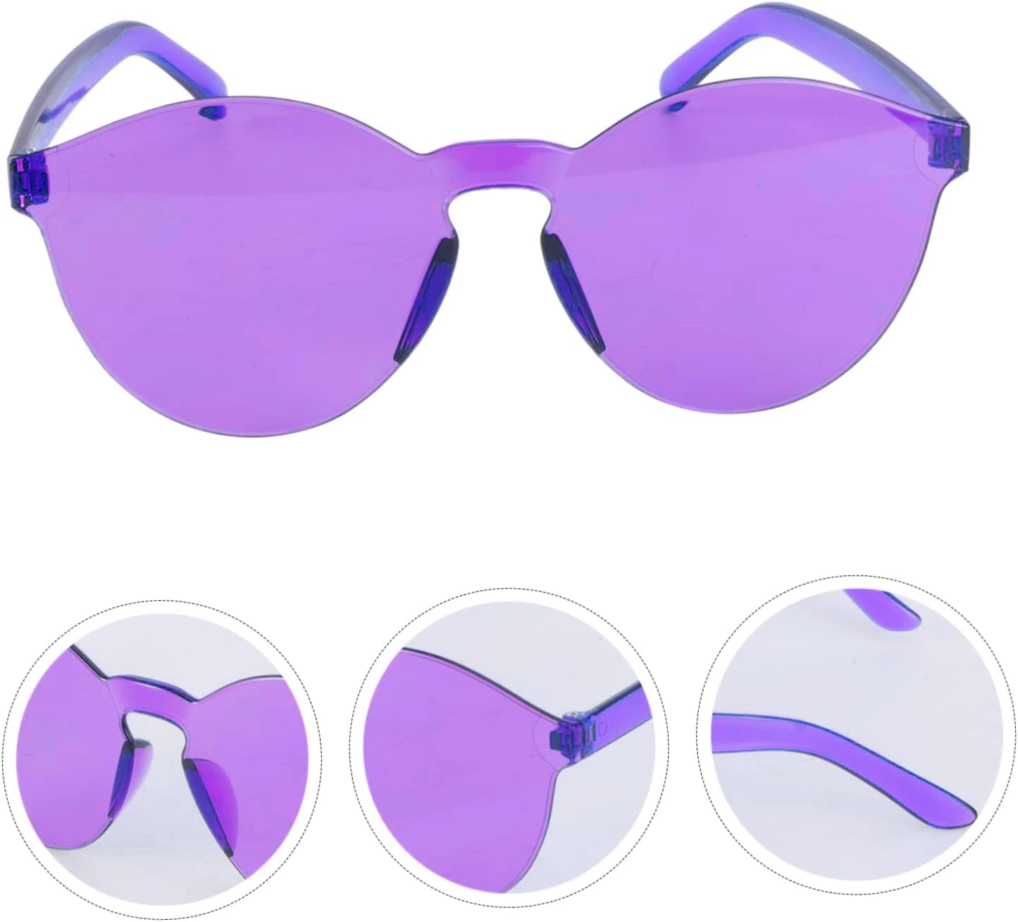 Sert Mika Oval Şekilli Çerçevesiz Mor Gözlük Retro Parti 5x14 Cm